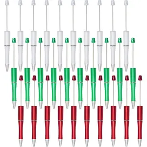 30 count Christmas Beadable Pens Plastic Bead Ballpoint DIY Cute Cool Pens Black Ink for Students Teacher Women Men Bridal Graduation  Office School Supplies