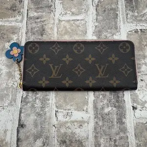 Pre-owned Louis Vuitton Canvas small leather goods Monogram Blooming Flowers Clemence Wallet