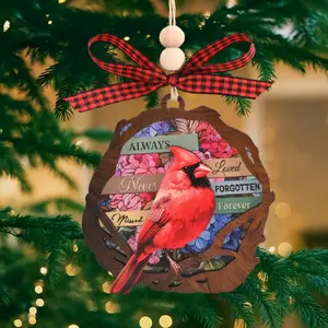 North American Cardinal Christmas Memorial Wooden Carved Keepsake, Bereavement Gift, Holiday Decoration, Room Decor, Bedroom Decor