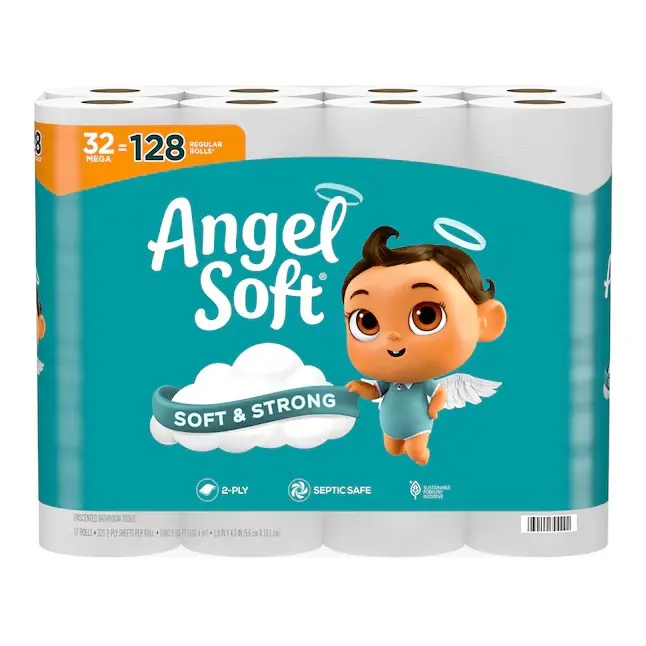 Angel Soft 2-Ply Toilet Paper, 32-Pack Bath Tissue for Personal Care Bathing Accessories