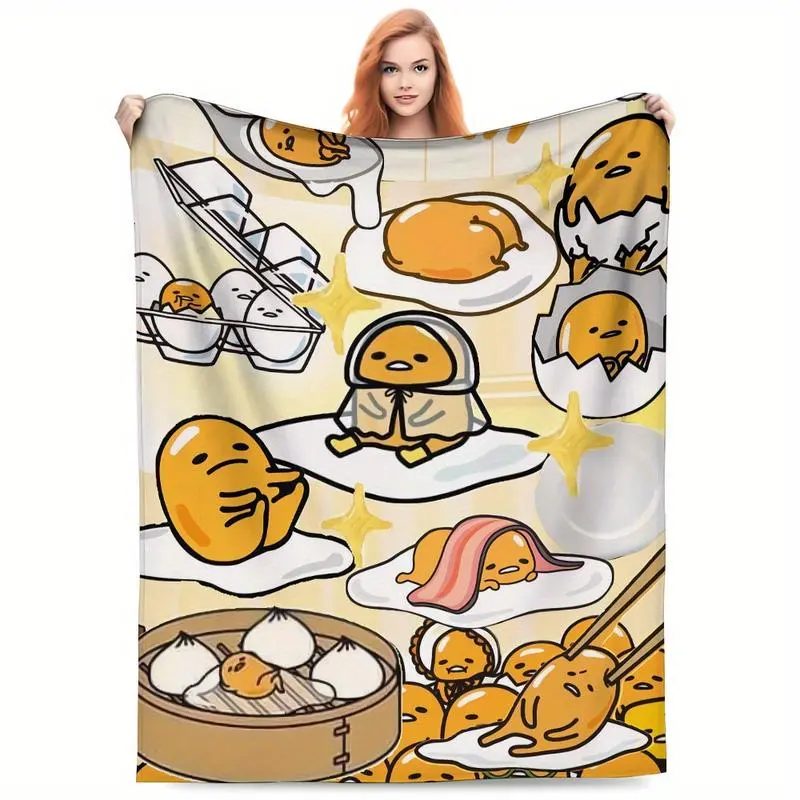 for Gudetama Lazy Flannel Blanket - UltraSoft & Cozy, All-Season Gift for Relaxing Moments, Tear-Resistant Polyester Fabric, 2 Anime-Themed Print, Relaxation Gift|Playful Design Soft Texture, for Gudetama