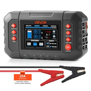 【fathersdaygift】VEVOR Smart Battery Charger,25A6V 12V 24V Ternary Lithium LiFePO4 Lead-Acid (Gel/AGM) Battery Chargerwith 3.4-Inch LCD DisplayTrickle Charging Maintainer Desulfatorfor CarBoatMotorcycle, Automotive, Vehicle