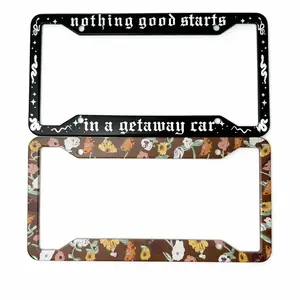 Tier's Haven 2PCS Nothing Good Starts in A Getaway Car Plate Frame with Screws for Standard US Canada License Plate Holder Stainless Steel Car Accessories 12x6 Inch