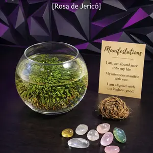 Jericho Rebirth Ritual Kit  (Rose of Jericho + Crystals + Glass Bowl)