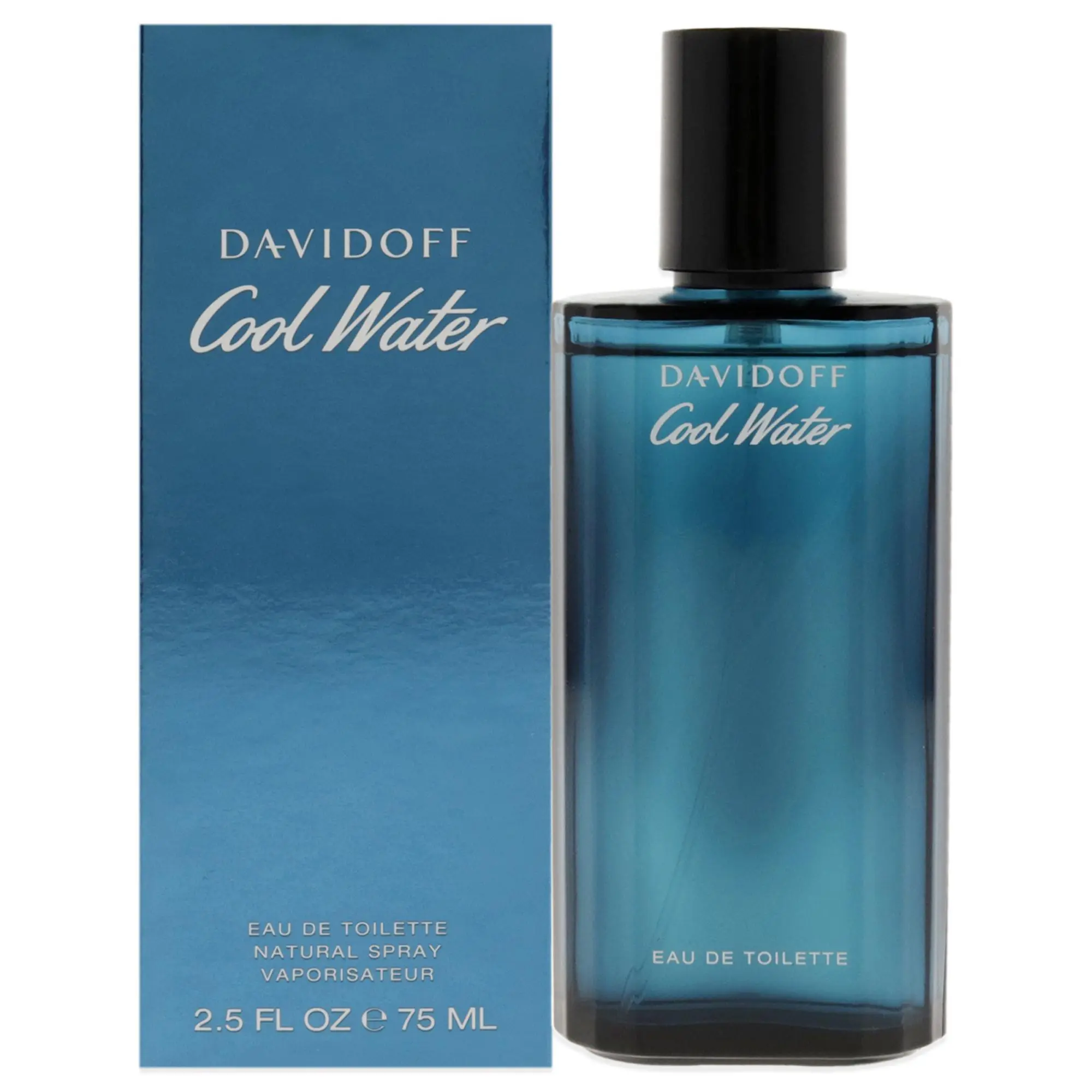Davidoff Cool Water for Men - 2.5 oz EDT Spray, Aquatic Freshness, Clean Aroma, Crisp, Long-Lasting Scent for Spray Pulse Points