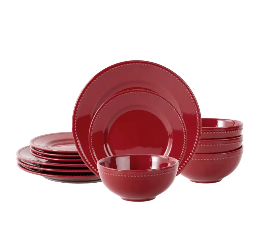Brynn 12-Piece Stoneware Dinnerware Set, Red