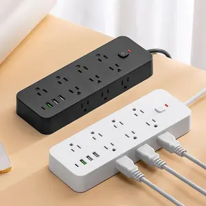 18 in 1 Power Strip Surge Protector, Flat Plug Power Strip with 14 AC Outlets & 3 USB & 1 Type-C Port, Multipurpose Wall Charging Station for Home Office School