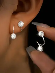 Luxury Sparkling Crystal Inlaid Spiral Ball Stud Earrings, Statement Earrings, Unique Design Earrings, Versatile for Party, Evening, Everyday Wear, Elegant Jewelry Accessory