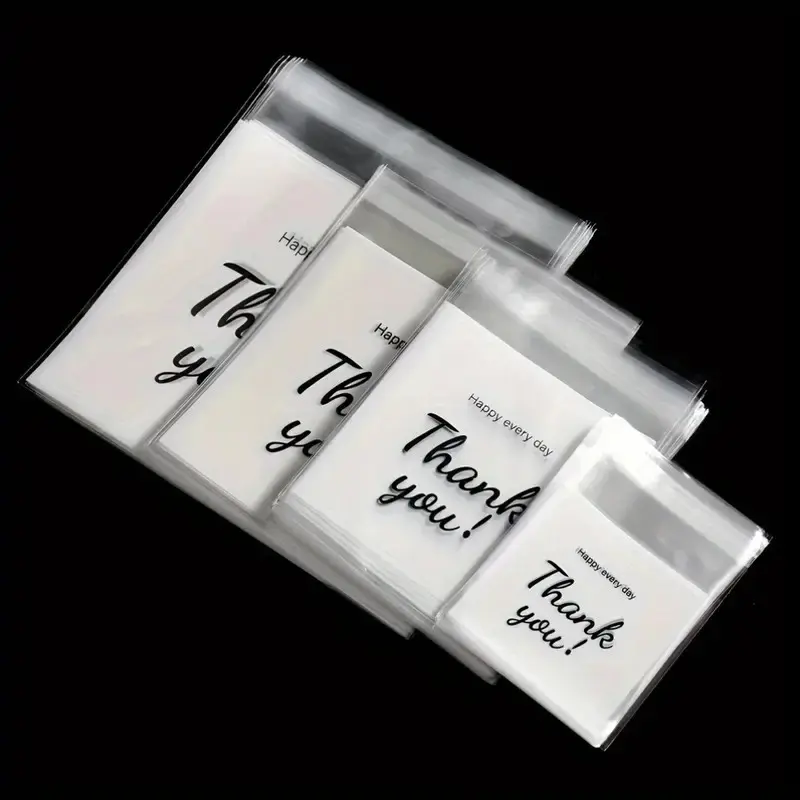 100pcs Self-Adhesive Thank You Jewelry Gift Bags, Transparent Opp Plastic Material, DIY Packaging, Individual Packaging, Storage & Organization, Jewellery Gifts, Graduation Gift Wrapping, Gift Wrapping Supplies