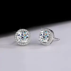 Keverie Round Zirconia Rhinestone Accent Plug Earrings, Unisex Fashion Costume Jewelry, Earring for Women, Exquisite Birthday Gift for Party & Daily Wear