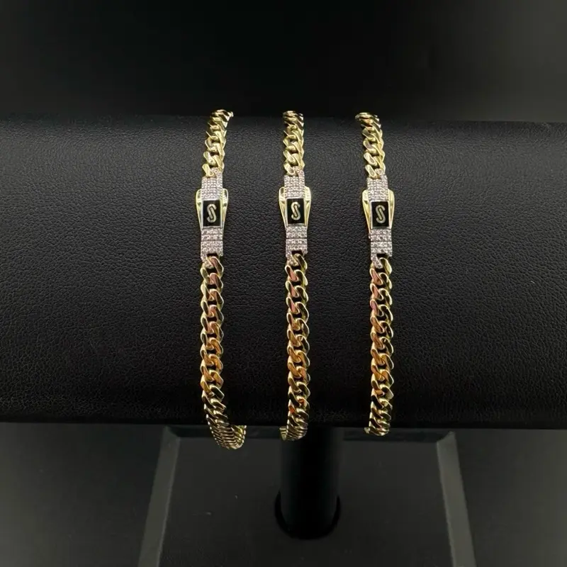 14k Gold Monaco Bracelet, 4mm Width, 7-8in Length 14k Gold Monaco Bracelet, 4mm Width, 7-8in Length