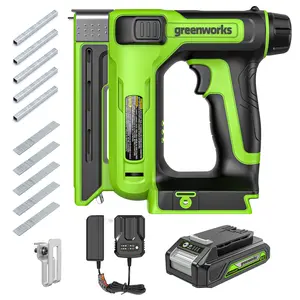 Greenworks POWERALL 24V Cordless 3/8'' Crown T50 Stapler with 2Ah Battery and Charger