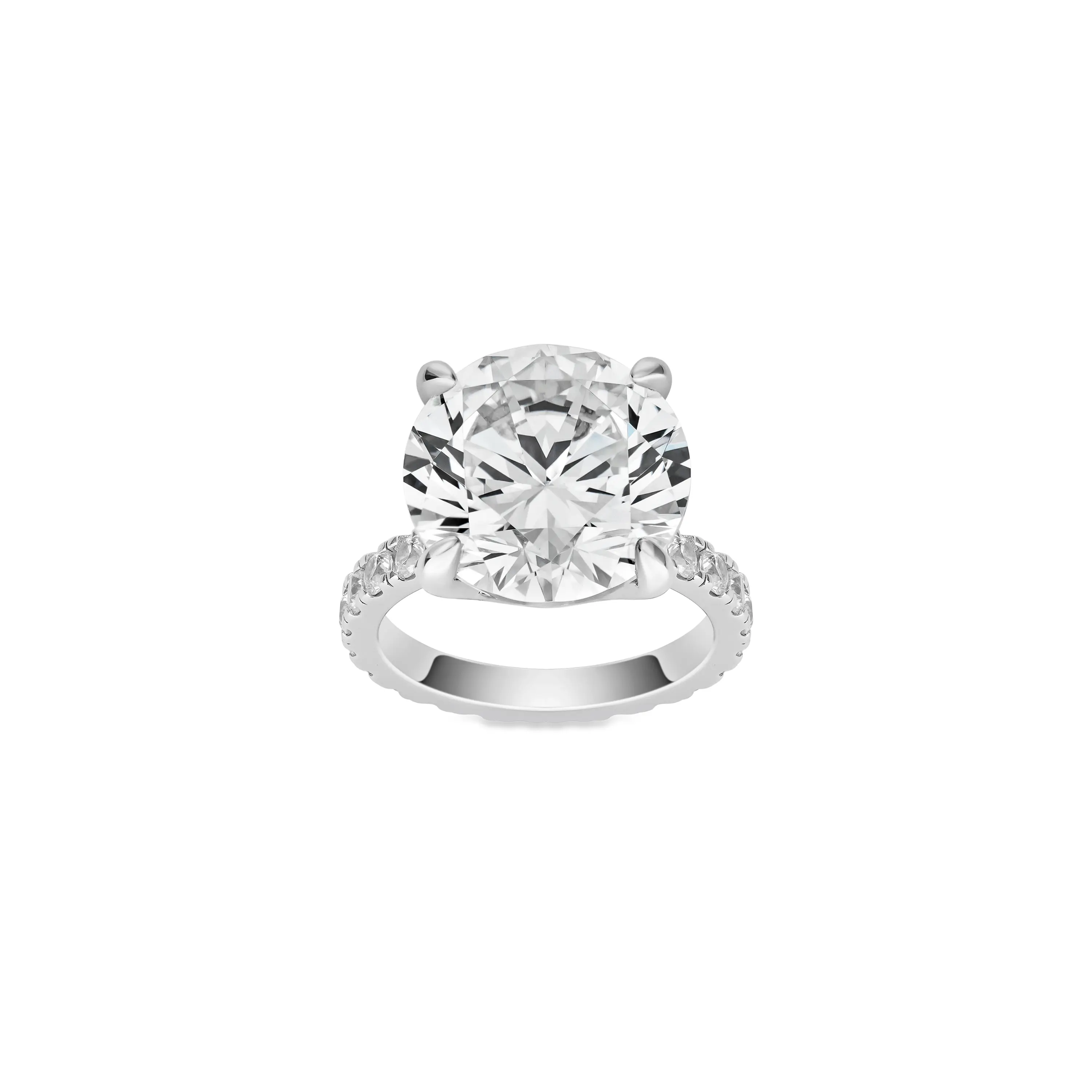 VAMERAY #49107 10 Carat Solitaire Round Brilliant Pave Accent Ring