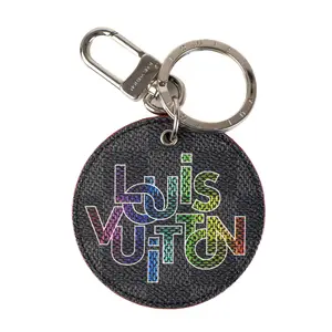 Pre-owned Louis Vuitton Canvas Bag Accessories LV Damier Graphite Round Illustre Bag Charm L25051079