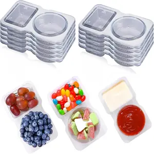 10Pcs Reusable Snack Pack Containers,Reusable Snack Pots with Lids, Double Compartment Snack Containers, Thickened and Portable Snack and Dip Container, Meal Prep Containers