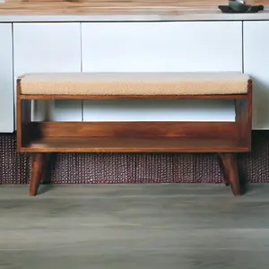 Boucle Nordic Storage Bench