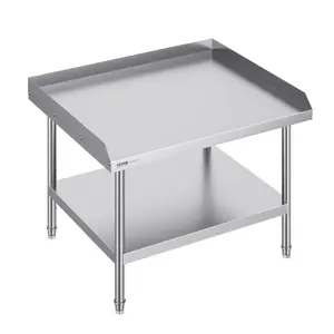VEVOR Stainless Steel Work Table, 30x 36x 26 Inch Commercial Food Prep Worktable, 3-Sided Backsplash Heavy Duty Prep Worktable, Metal Work Table with Adjustable Height for Restaurant Home Hotel