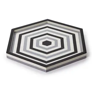 Grey Concentrics Decorative Hexagon Tray