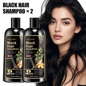 100ml black herbal hair dye shampoo, gentle and non irritating herbal extract, hair dye, shampoo and hair care three in one, easy to use, black hair, making hair look healthy and shiny, suitable for both men and women, Hair Darkening Shampoo