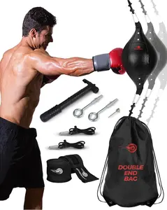 Bag for Boxing -  Punching Bags - Durable PU Leather & Adjustable Cords Double Ended Punching Bag, Speed Bags for Adults & , Boxing Equipment