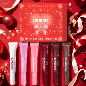 MISSFACTORX 6pcs/Box 6 Color Lip Gloss Set Long Lasting Moisturizing Glossy Lip Enhancer Perfect for Valentine's Day Thanksgiving Mother's Day Gift Set - Smooth
