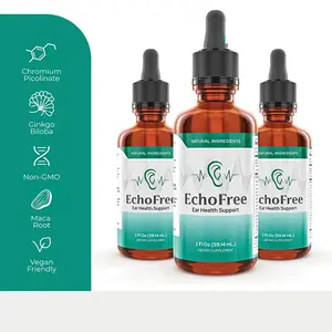 EchoFree 100% Natural 20-in-1 Liquid Formula for Ear Wellness with Chromium Picolinate Ginkgo Biloba & GABA Sugar-Free Vegan Non-GMO Daily Support for Quiet Focus & Clarity 2 Droppers Day