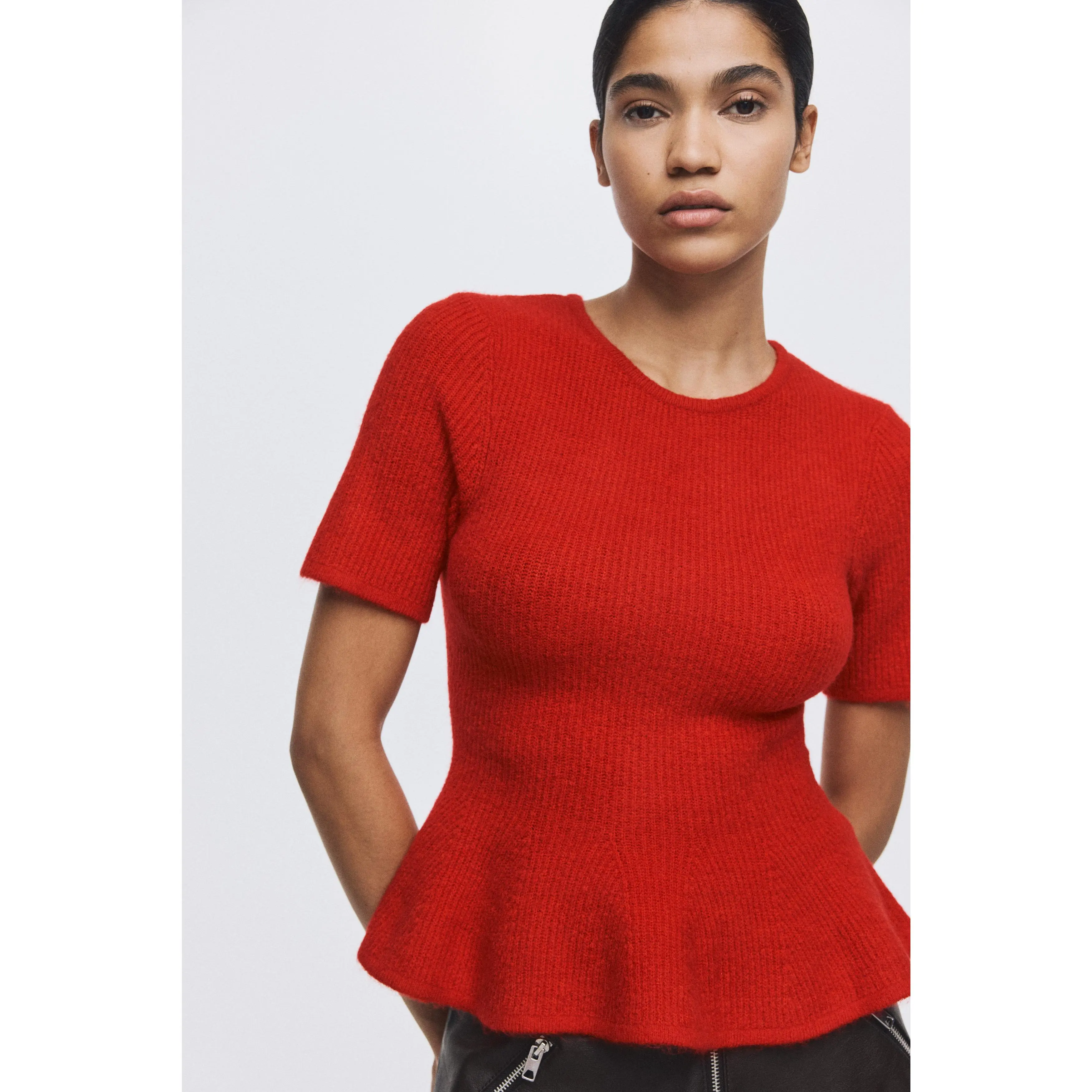 H&M Rib-knit peplum top