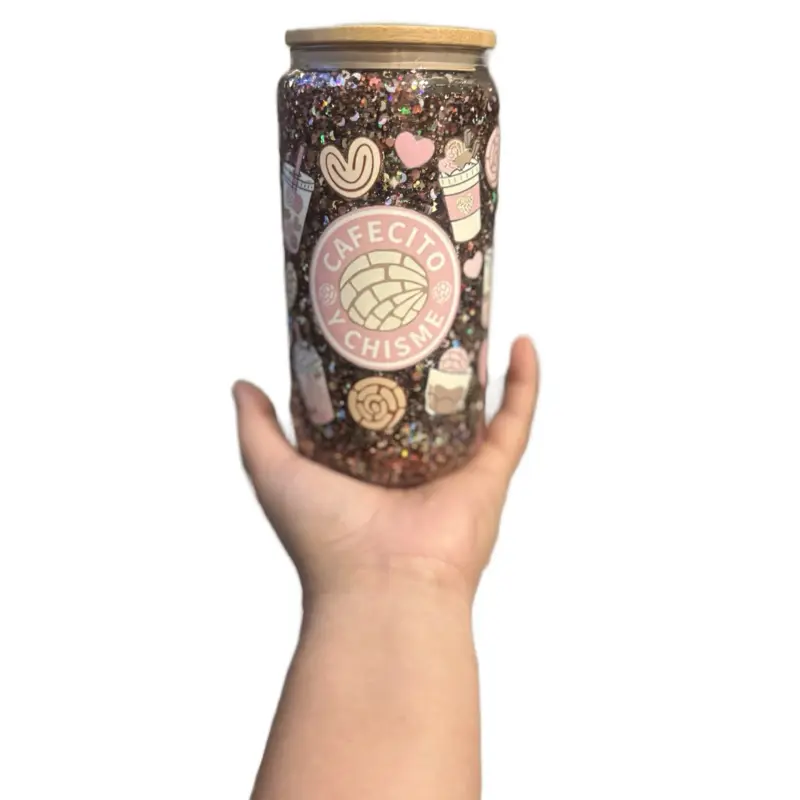 Bamboo Glass 16oz Drinkware with Decorative Design - Tumblers