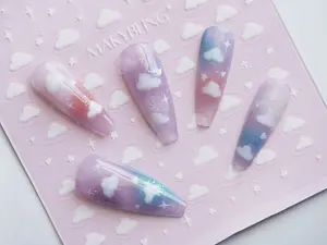 White Cloud Nail stickers/Ultra thin Nail Art Stickers Self Adhesive Decals/ White Clouds Nails Decals