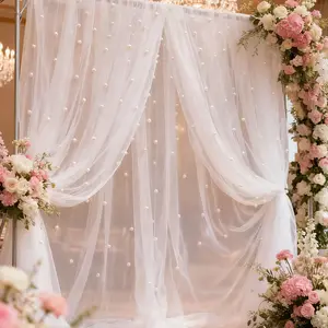 Dreamy Pearl Net Curtain with Rod Pocket Design, Home Decoration Curtain, Living Room Bedroom Balcony Wedding Decor, Party Background Wall Decoration, Net Curtain Window