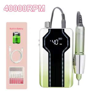 Rechargeable 40000RPM Electric Nail Drill Professional Portable Machine for Acrylic Nail Natural Extension Gel Nails Polish Cuticle, Cordless High Speed for Salon Home Use