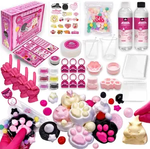 DIYJOJO Taba Squishy Making Kit,18OZ Creamy Feel Silicone with Guided,9 Molds,Sensory Toy Fun DIY Craft Kits, Stress Relief Entertainment,Party Favors,Birthday