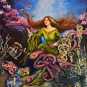 16x16 hand detailed print of Gracie Joyce’s original oil painting titled “ Her Name is Silence”