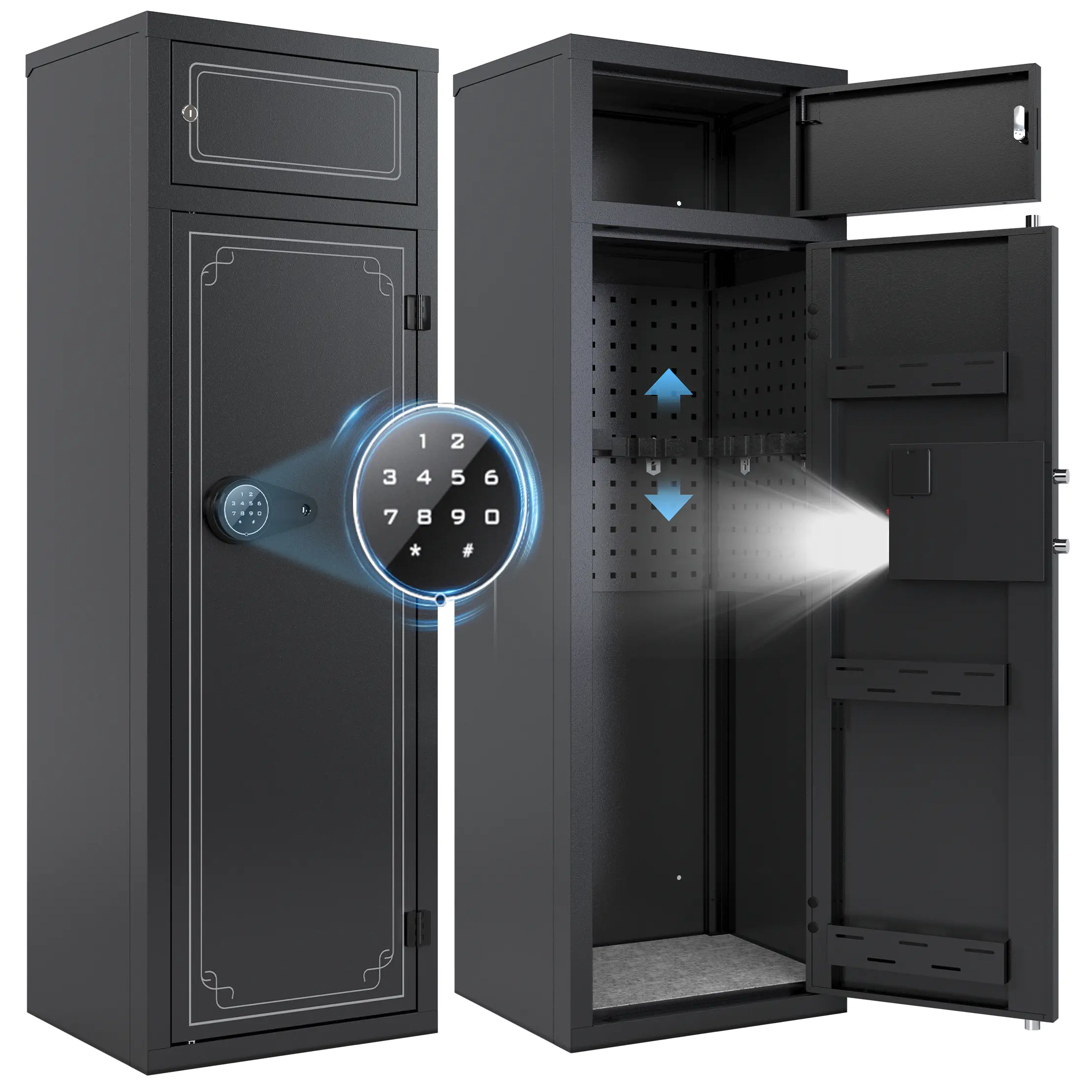 KAER 8-12 Gun Safe, Multi-Function Gun Safe for Rifles and Pistols, Gun Cabinet, Large Gun Safe for Home Rifles and Shotguns, Rifle Safe, Electronic Gun Cabinet with Removable Shelf and Rifle Rack