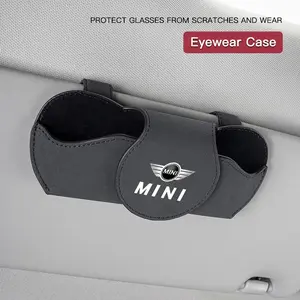 Car Sun Visor Suede Leather Glasses Case Eyeglass Holder Sunglasses Clips For MINI One Cooper JCW Countryman Clubman Cabrio Paceman Coupe Roadster Clubvan