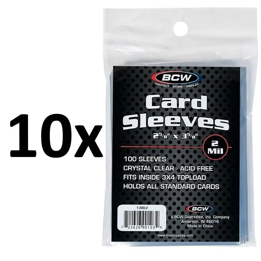 BCW 1000 Standard Protective Sleeves for Trading Cards - Pokemon TCGs, Magic, Sports Cards - 2 Mil Crystal Clear, Acid-Free Protection