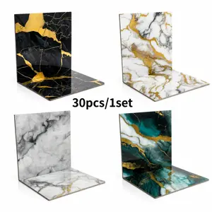 30Pcs Hot Stamped Marble Pattern Wallpaper Stickers, Self-adhesive Bathroom Tile Stickers, Waterproof Wall Panels, Suitable for Bathroom and Kitchen, Easy to Peel and Stick, Can Be Used for TV Background Wall Decoration, Simple Installation