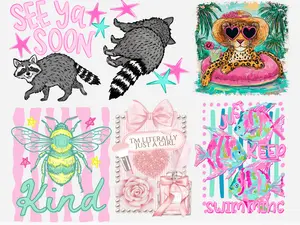 Girly 4 Premade Gang Sheet 30*24 with  Full-Size DTF Prints Instant Peel Film for Easy Application Ideal for Apparel