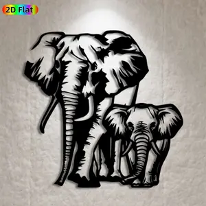1pc Elephant Metal Wall Art, Family Elephant Statue Mural, Ideal Gift for New Year, Easter, Animal Decor Enthusiasts, Weather-Resistant Metal Wall Decor Wall Sculptures, Perfect for Patio Wall & Garden Fence Elephant Enthusiasts