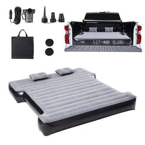 VEVOR Truck Bed Air Mattress - 5.5-5.8 ft & 6-6.5 ft Full Size Short Truck Bed Travel Mattress, Portable Airbed, 12V Quick Inflate Pump, 2 Head Pillows, Carry Bag, 600 lbs Load Capacity, Outdoor Camping Supplies for Silverado, RAM, F Series