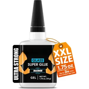 Glass Super Glue Gel 1.75 oz XXL - for , Mirror,  & Ornaments- Non-Drip, Shock-Resistant, Dries Clear - Cyanoacrylate