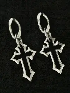 Punk Style Cross Keychain Pendant, Geometric Cross Design, Streetwear Hip Hop Waist Accessory, Valentine's Day Gift for Trendy Men and Women, Fashion Accessories