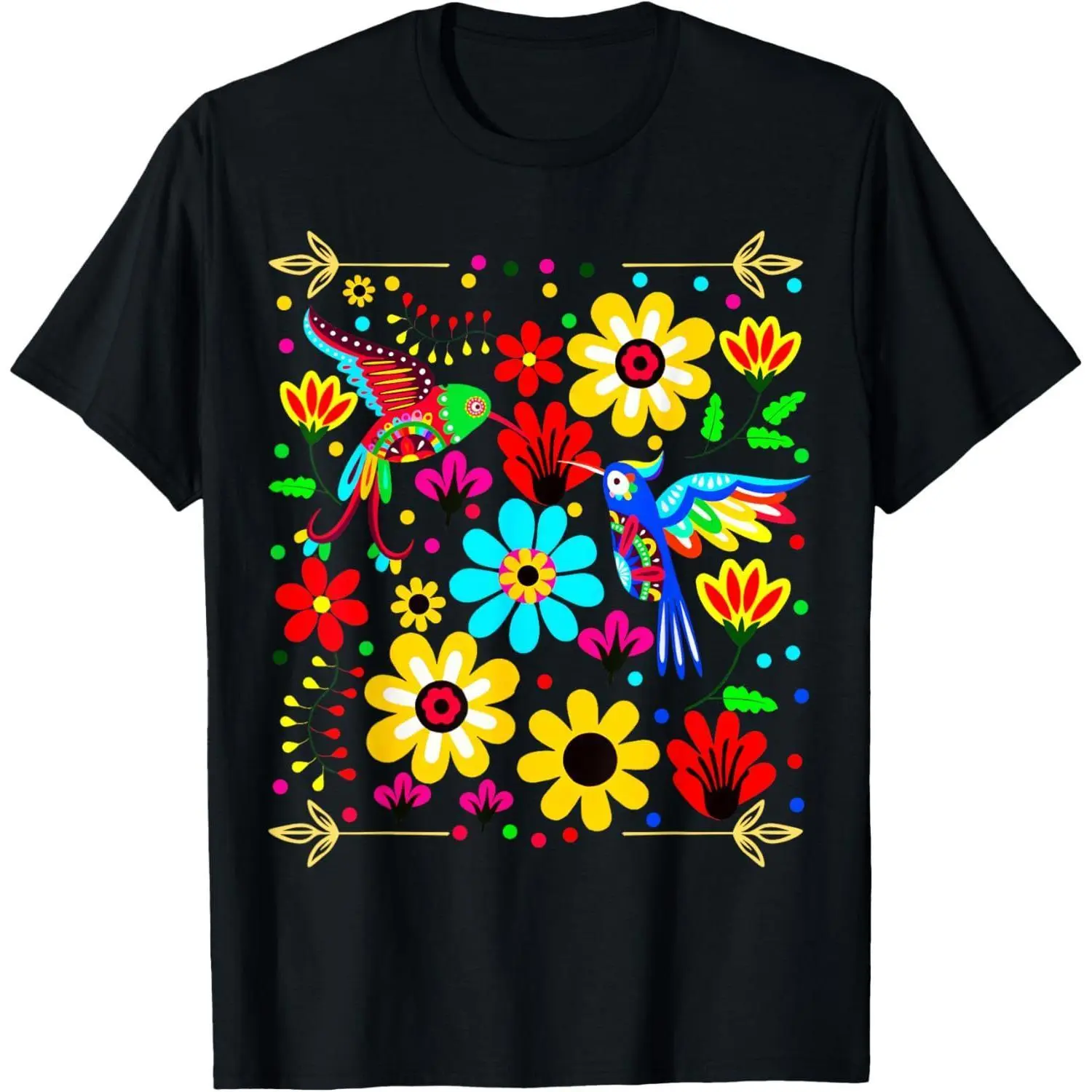 Floral Bird Otomi Mexican Style Mexicano Mexicana T-Shirt