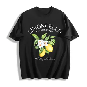 Women'S Letter Fruit Short Sleeve LIMONCELLO Lemon Print Round Neck Summer T-Shirt Fashion Commute Vacation Daily Versatile Retro Style Top Multi-Color Available S-XXL