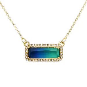 Rhinestone Accent Blue Ombre Small Pendant Necklace