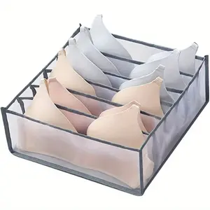 Oxford Cloth Bra Storage Mesh Box Large Capacity Drawer Organizer Closet Bin, Grey