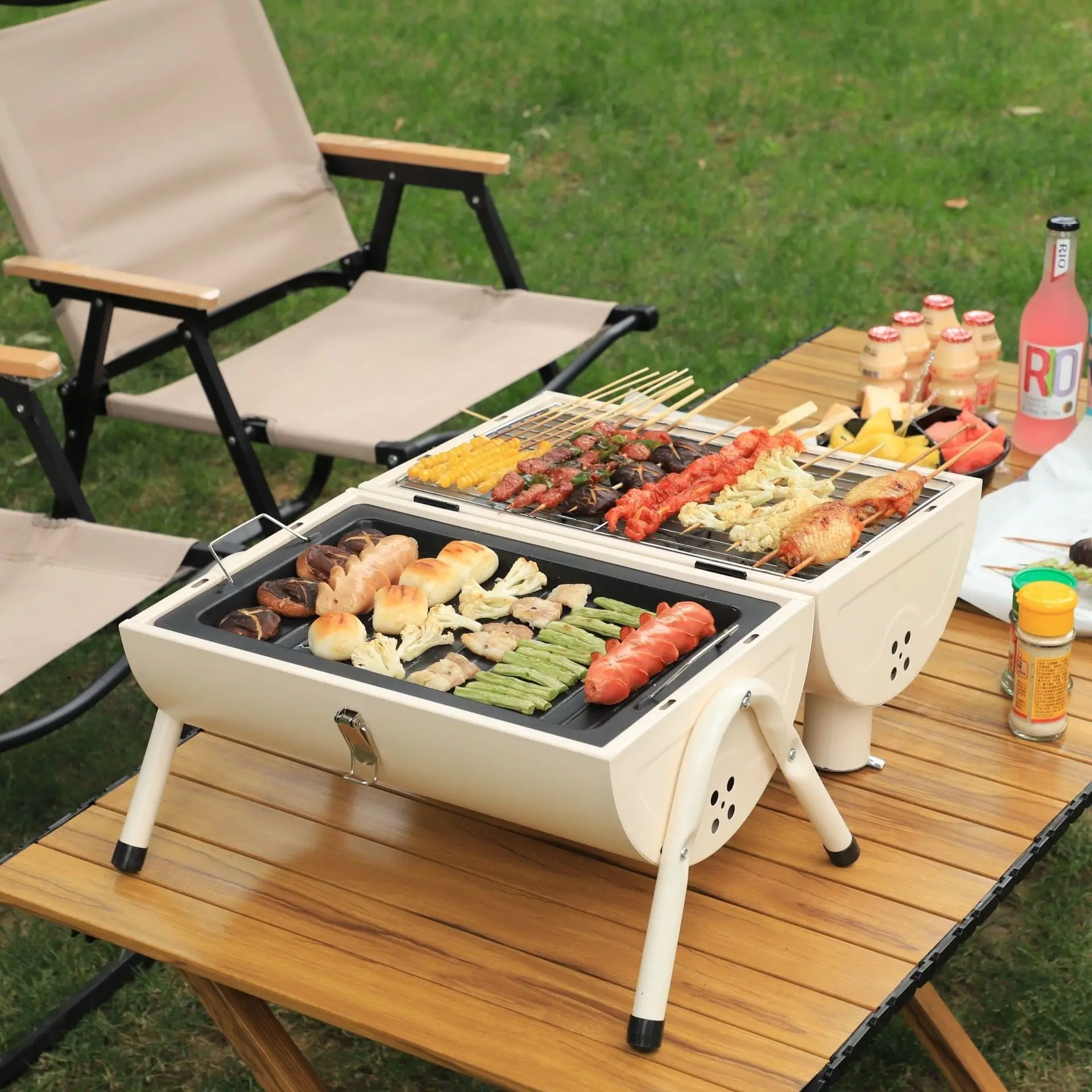 Portable Barbecue Grill, Versatile Outdoor Cooking Equipment for Household Use, Ideal for BBQ Camping & Grilling