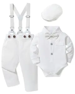 Baby Boy Clothes 0-24M Bow Button Suit Set Suits 4pcs Baby Boys Baptism Easter Outfits Baby Christmas Clothes Gentlemen's Clothes two-piece set Shirt Pants