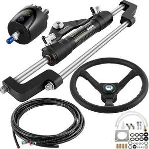 fathersdaygift VEVOR 300HP Hydraulic Boat Steering Kit, Hydraulic Steering Helm Pump, Aluminum Alloy Steering Cylinder, 13.5 Steering Wheel with 10 Hydraulic Steering Hose for Boat Steering System