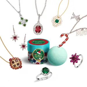 Fizz and Rizz by Yorkett Christmas Ball and Chirstmas Ball Advent Jewelry Mystery Box with Random Necklace Earrings Bracelet Adjustable Ring Cute Surprise Fun Gift for Graduation, Birthday, Anniversary with Fizz Bomb Reveal